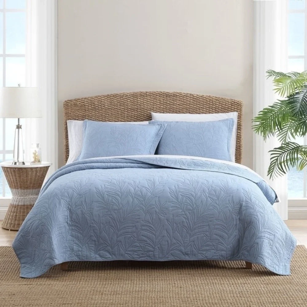 Tommy Bahama Solid Costa Sera 2-Piece King Quilted Sham Set NEW